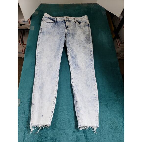 Tommy Hilfiger Jeans Size 14 Womens Blue Pants Stretch Mid Rise Fray Hem Ankle - Picture 2 of 12